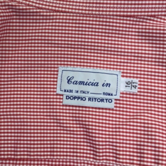 Camicia In Roma red checkered 2 fold cotton Sz 16 made in Italy 🇮🇹 - Picture 2 of 11